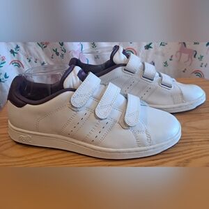 EUC Lonsdale Leyton White & Purple Leather Casual Neutral Sneaker Shoe SZ 9